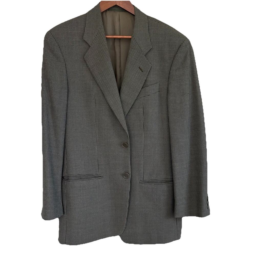 Giorgio Armani Collezioni Men’s Wool Gray Checked Blazer Made in Italy Size 38R